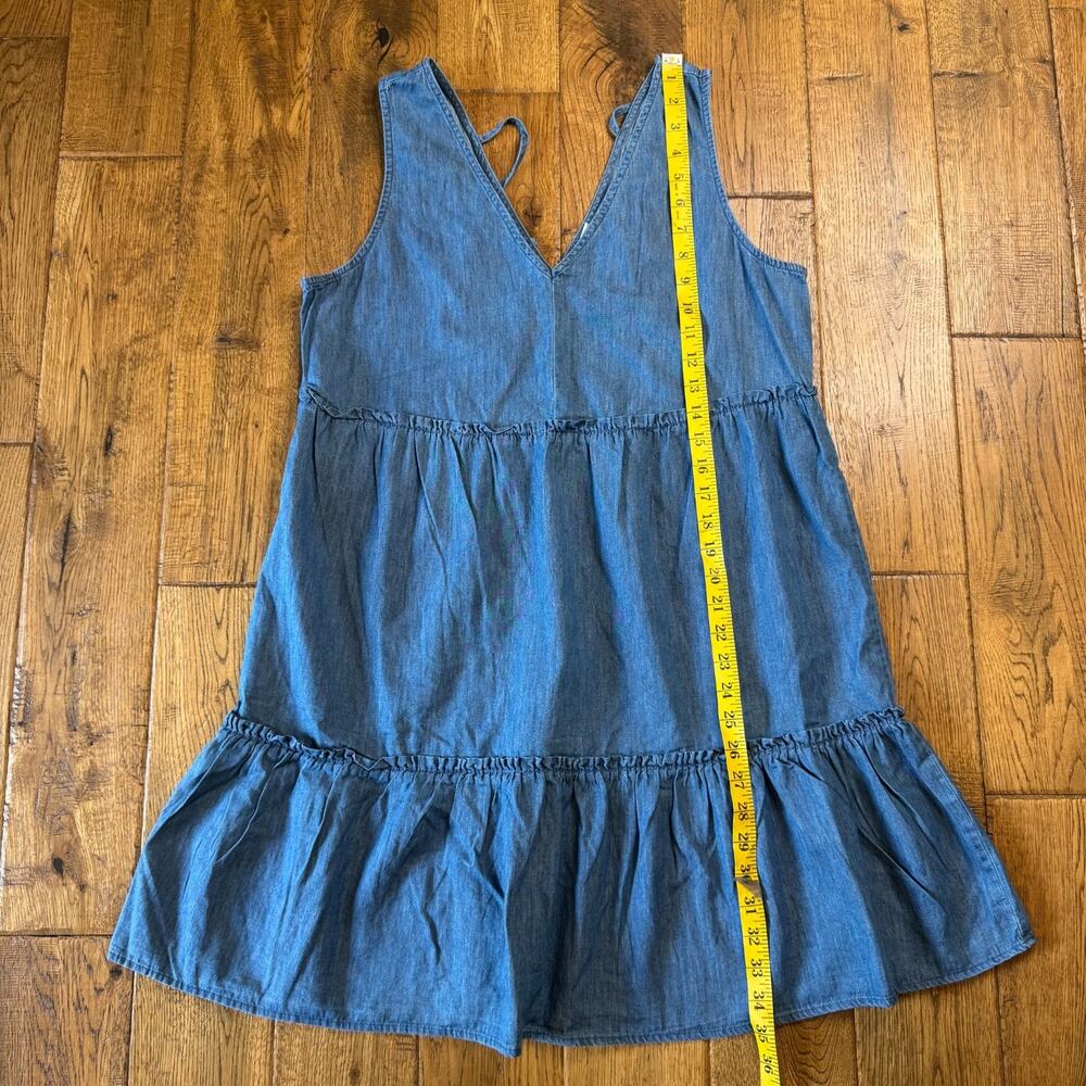 NWT True Craft Dress Chambray Denim Tiered Sundress Sleeveless Boho Summer Sz M - Picture 3 of 6